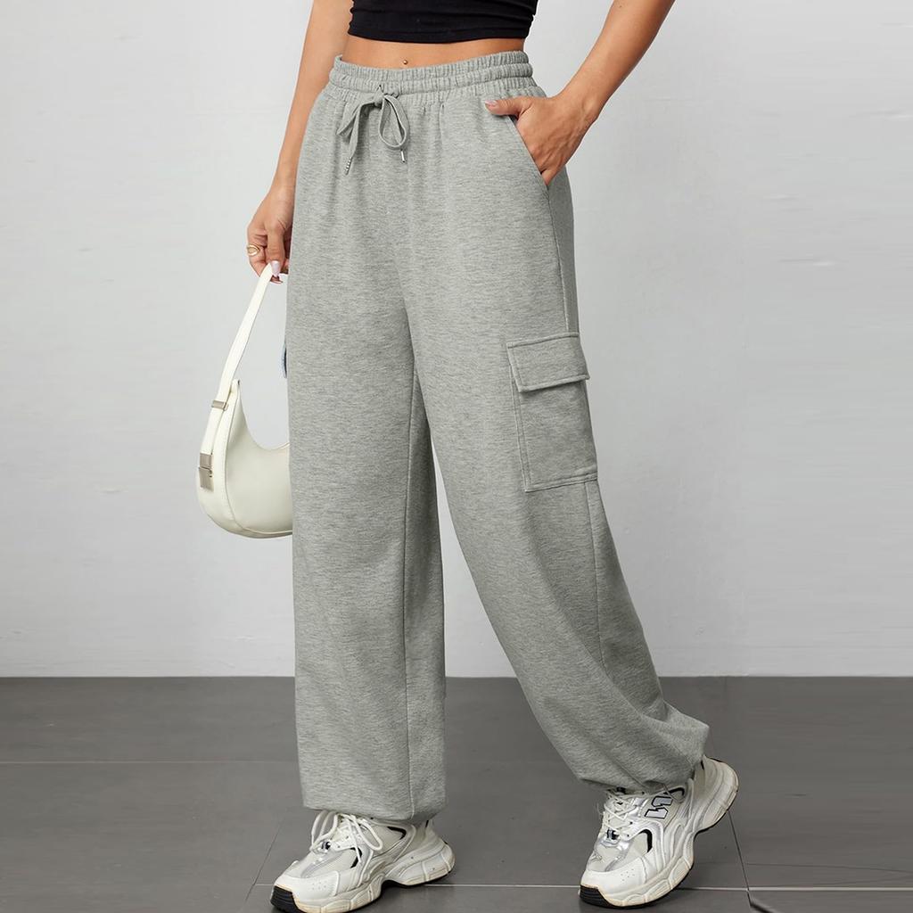 Pantalones de chándal de pierna ancha para mujer Pantalones cargo Cintura alta Pantalones de chándal Joggers holgados Pantalones largos casuales con bolsillos
