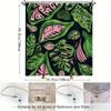 Monstera Leaf Shower Curtain 1pc – Green Pink Tropical Leaves on Dark Background for Modern Bathroom Decor