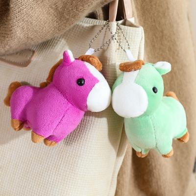 Creative Cartoon Pony Pendant Animal Steed Chinese New Year Gift Fluffy 11cm Zodiac Pony Figurine Home Decoration