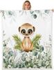 Süße Erdmännchen-Decke Weicher Fleece-Überwurf Tierliebhaber-Geschenk Kinderzimmer-Dekoration Floral Design Heimdekoration