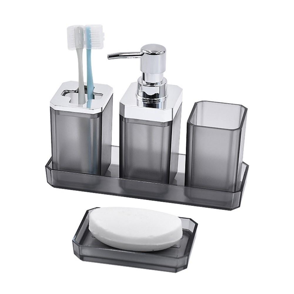 Juego de 5 piezas Portacepillos de dientes Botella de jabón de manos para encimera para almacenamiento en ducha, bañera, lavabo