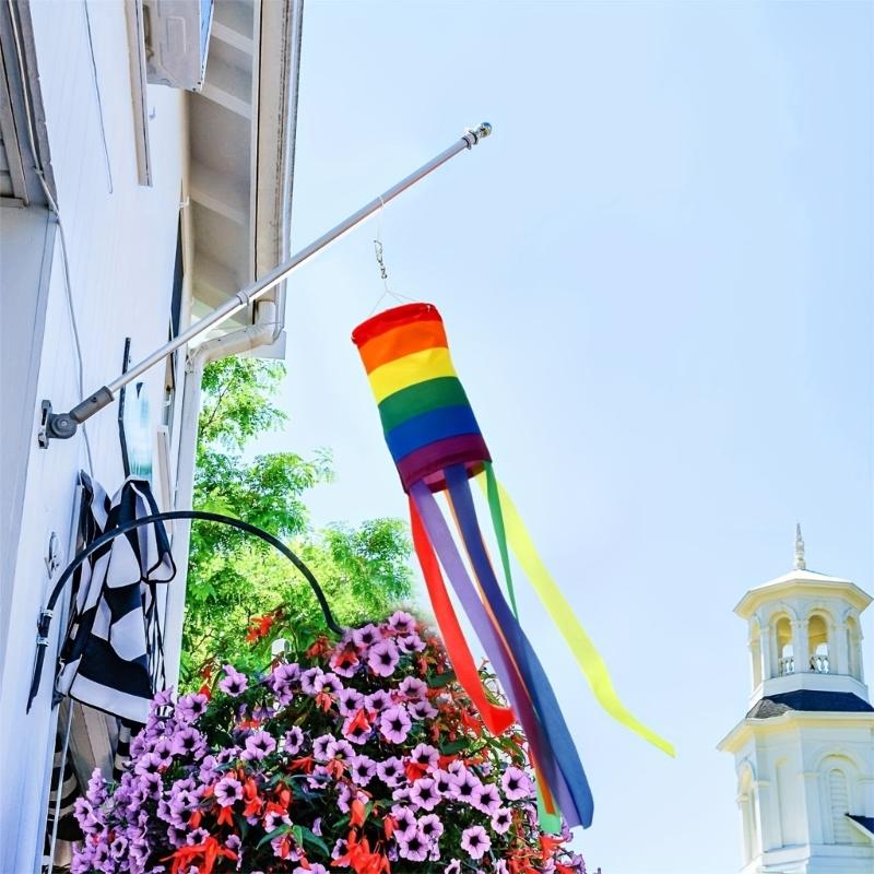 Rainbow Column Windsock Flag Fly Outdoor Hangings Colorful Garden Decorative Flag with Rainbow