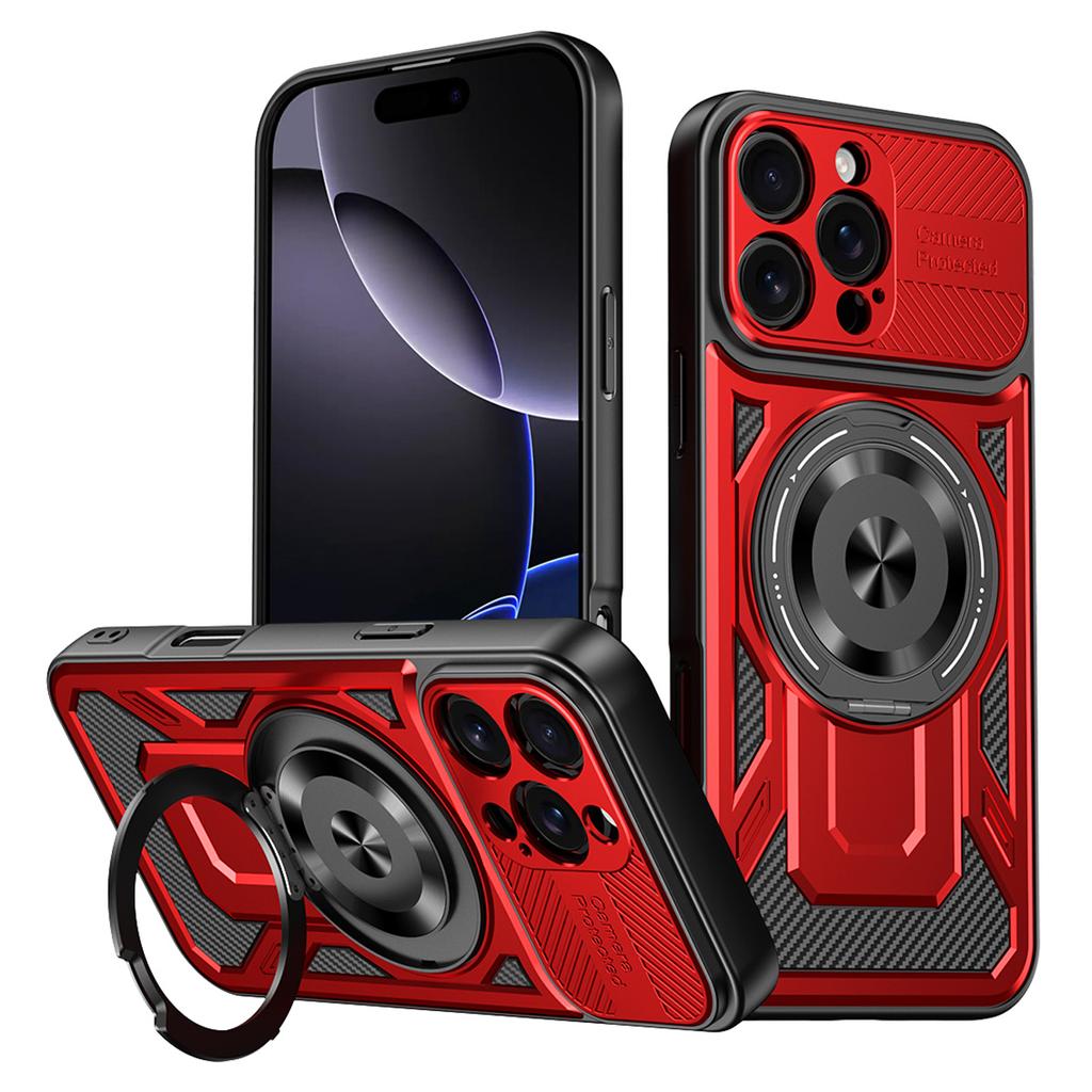 For iPhone 16 Pro Max Case Compatible with MagSafe Rotating Kickstand TPU + PC Phone Cover