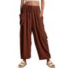 Women Comfortable Casual High-Waisted Solid Color Loose Lantern Pants with Pocket