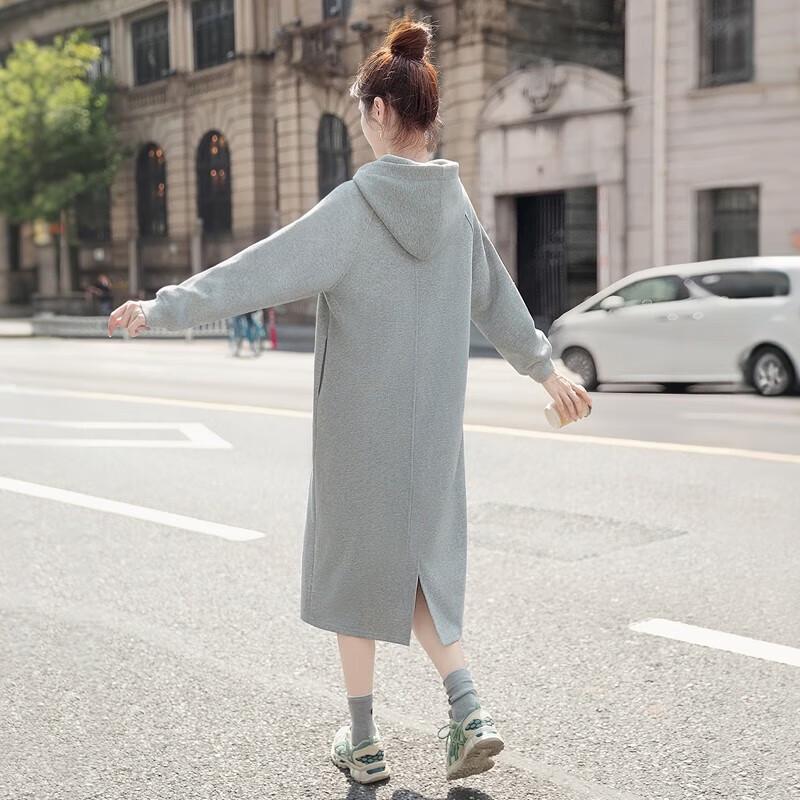 Sibaishe Women's Cartoon Embroidered Hooded Sweatshirt Dress