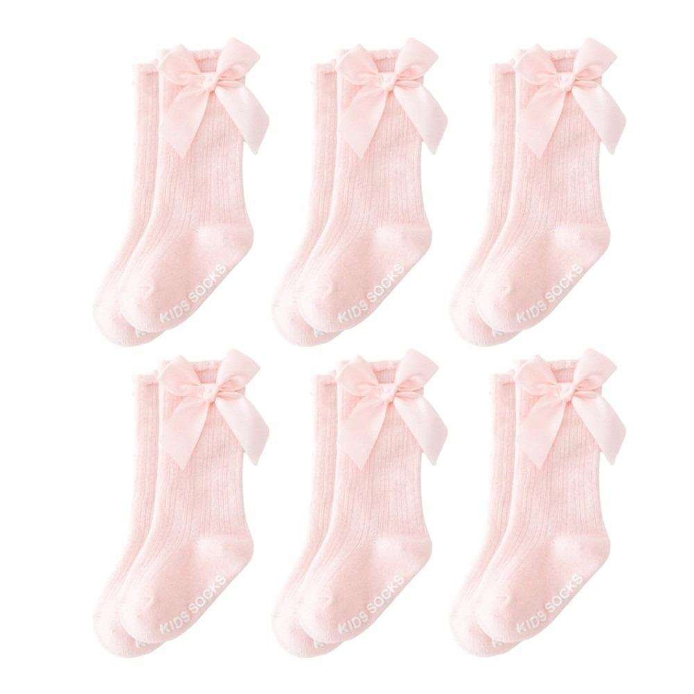6 Pairs Soft Baby Knee Socks Breathable Big Bow Hosiery Fashion Kids Socks  Girls Wear