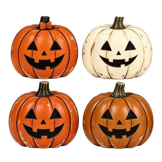 Retro Style Autumn Props 3/4Pcs Vintage Wooden Pumpkin Decor, Rustic Fall Tabletop Centerpiece, Farmhouse Table Decor Halloween Shelf Accent