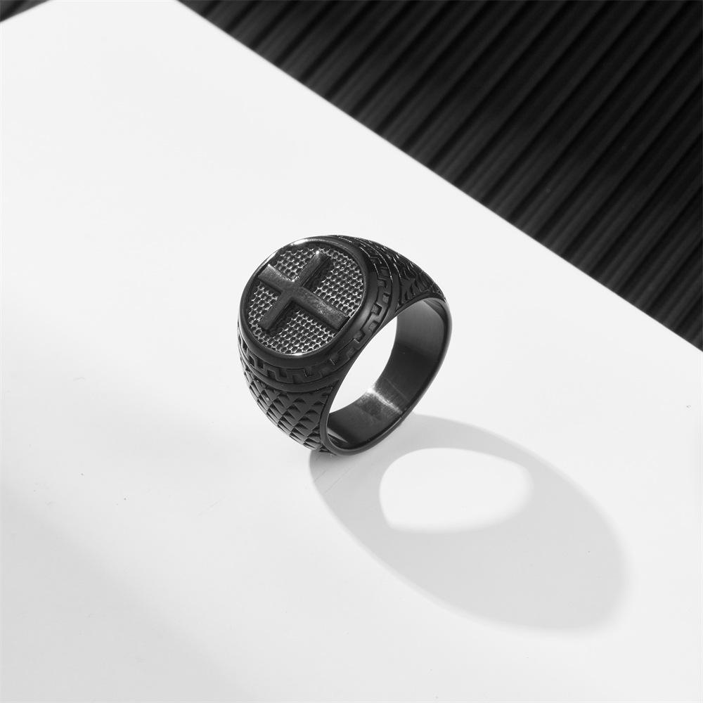 Golden Cross Titanium Steel Men's Simple Stainless Steel Ring Does Not Fade