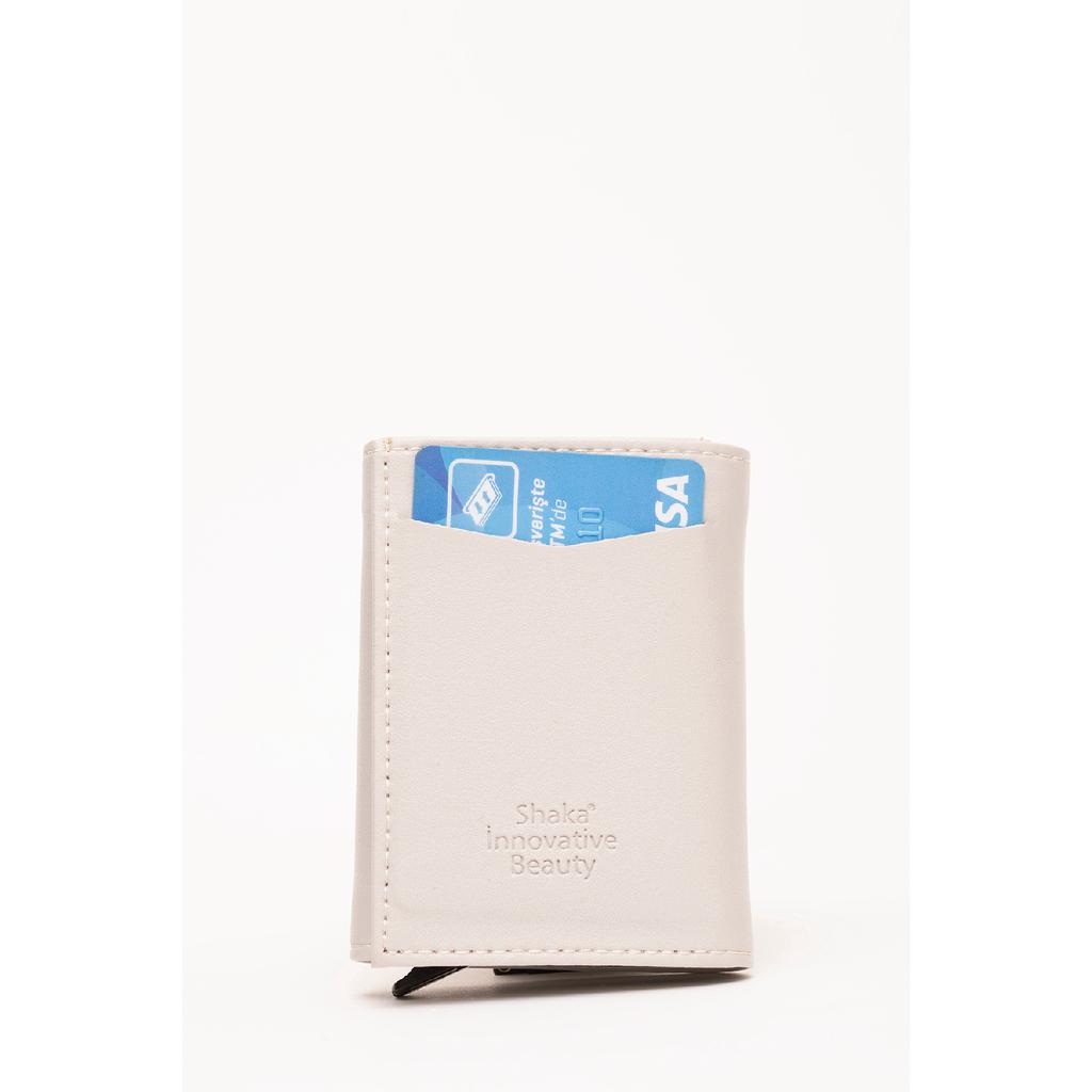 Schwarze Shk69-Geldbörse aus Kunstleder mit Papiergeldfach, automatischem Schiebemechanismus, Vordertasche und Kartenhalter