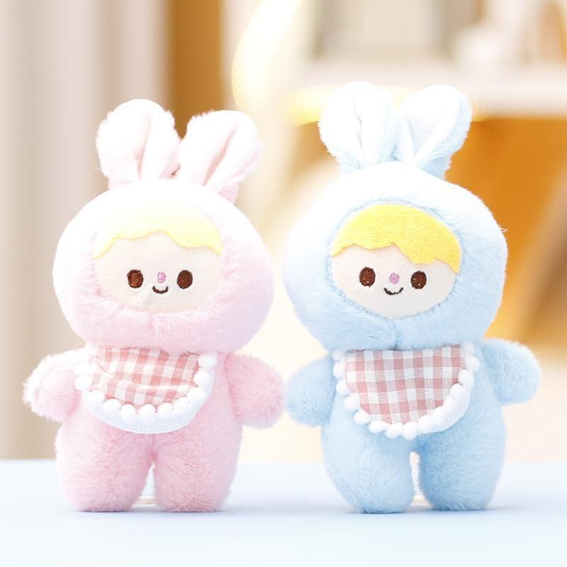 Rabbit Bib Key Chain Cartoon Toy Backpack Pendant Decoration Plush Cute Doll