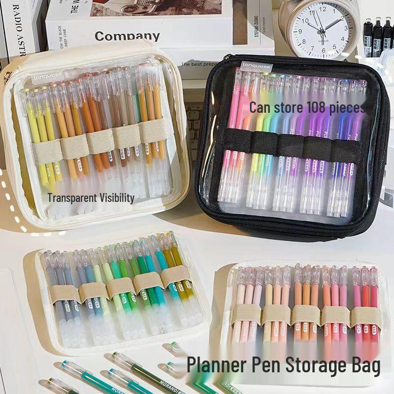 Blue Fruit Large Capacity Pen & Pencil Case - Transparent Japanese Style Badge & Art Bag