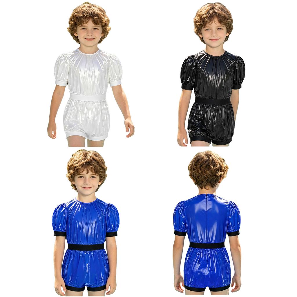 Rundhals-Body mit Puffärmeln und Rückenreißverschluss für Jungen und Mädchen, wasserdichter Jumpsuit für besondere Bedürfnisse, tägliche adaptive Kleidung