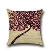 Three-dimensional Oil Painting Trees Flowers Cotton Linen Cushion Pillow Case Car Waist Cushion Cover