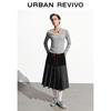 UR2026 Women's V-Neck Pleated Slim Long-Sleeve T-Shirt