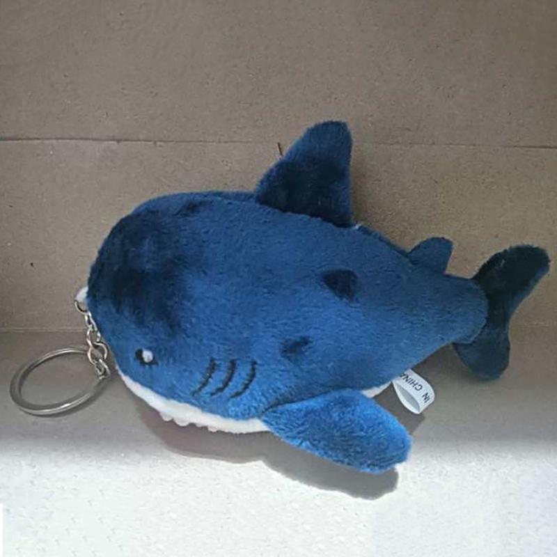 Cute Cartoon Stuffed Plush Shark Pendant Key Chain Ring Doll Toys For Kids Gifts