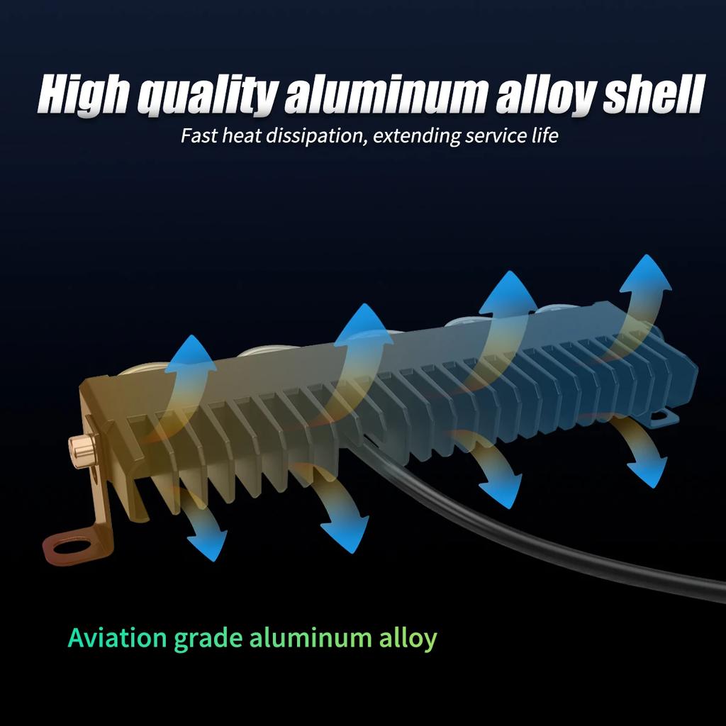 Motorcycle Headlight Handlebar LED 5 Lens Light Bar Set 12-24V Spotlight LED With Switch Kit Fits Most Handlebars White Yellow