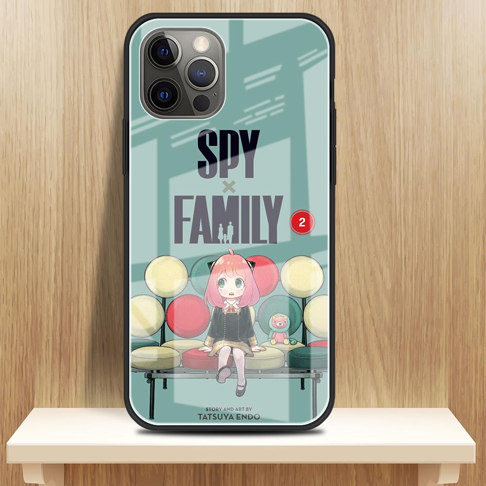 Tempered Glass Case For Apple iPhone 13 12 Mini 11 Pro XS Max SE 2020 XR 7 8 Plus X 6 6S Back Phone Cover SPY FAMILY Anime Funda