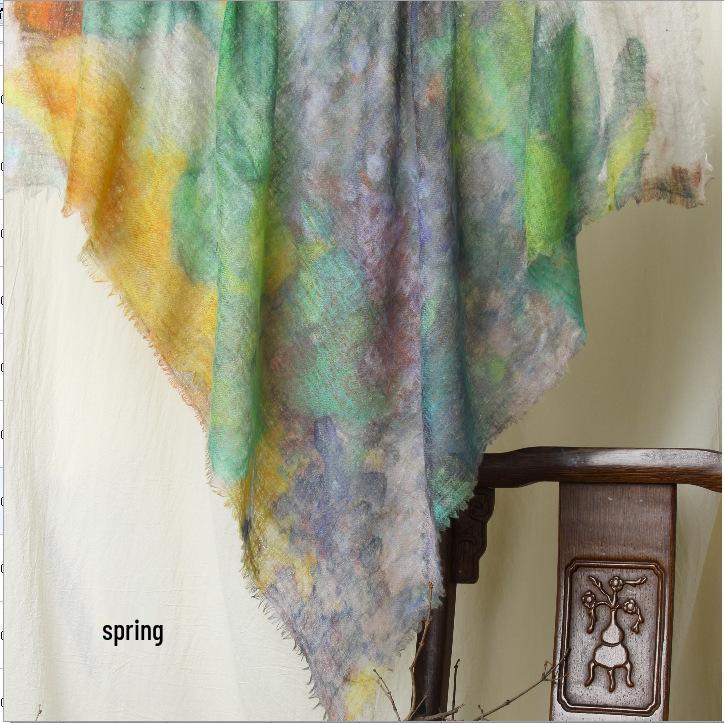 Cloud Mist Cashmere Scarf - 200 Count, Printed Square, Thin Neck Warmer (YRC5259)