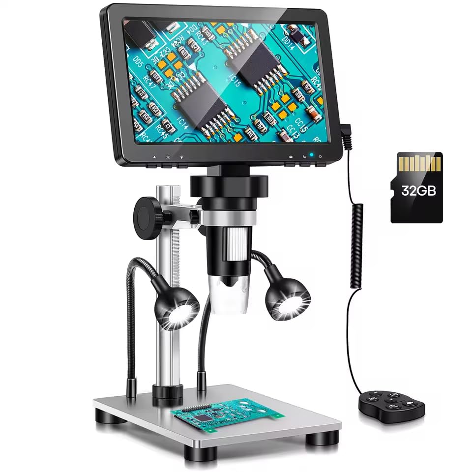 

zmart Цифровий мікроскоп з 1200-кратним 12-мегапіксельним HD-камерою Збільшувач для телефону та USB-мікроскопна камера для друкованих плат Електронних схем та друкованих плат Точність друкованих плат та друкованих плат чорний
