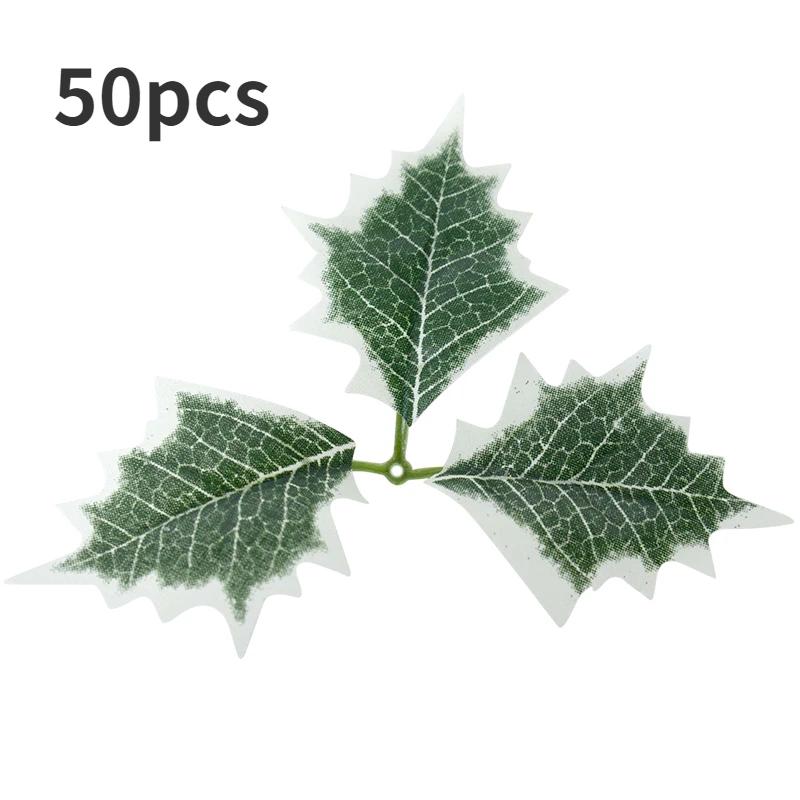 Christmas Holly Leaves Artificial Red Berry Flowers DIY Christmas Wreath Decoration Home Christmas New Year Decoration