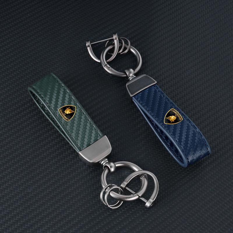 Klíčenka na klíče z uhlíkových vláken Kovový kožený kroužek pro Lamborghini LP570 LP610 Urus LP700 LP770 Gallardo Aventador Příslušenství