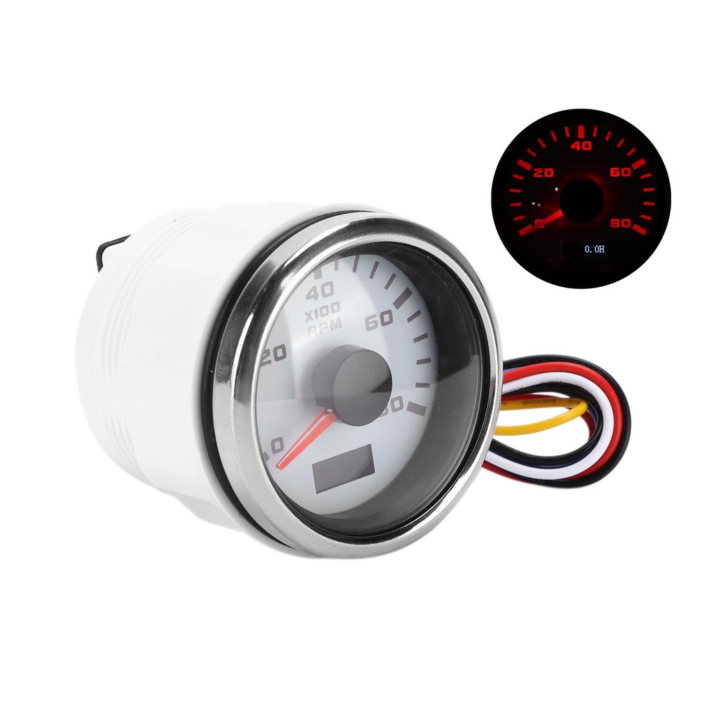 52mm Marine Pointer Tachometer Gauge Red Backlight   for Motorcycle Car Truck Boat Gasoline Engine 932V