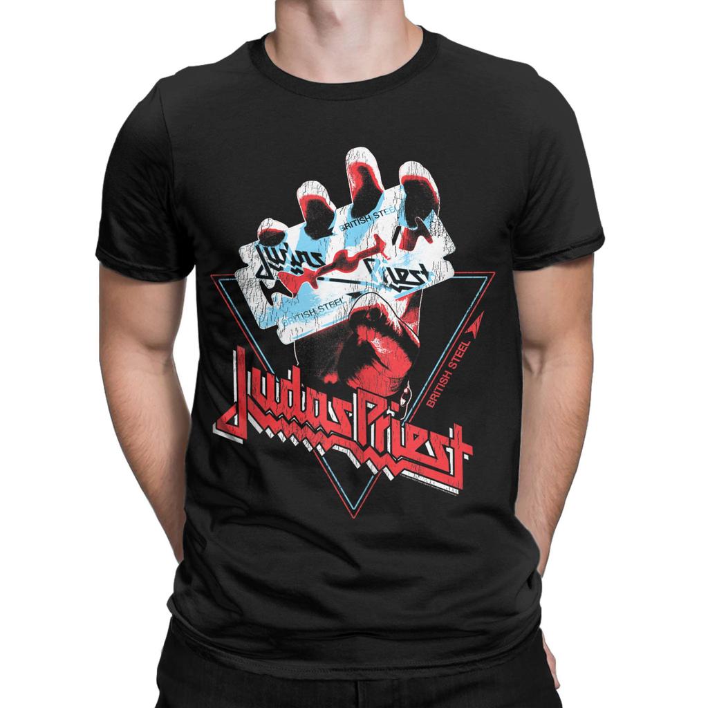 Men Judas Priest British Steel T Shirt Graphic Picture Tank Cotton Tops Novelty Short Sleeve O Neck Tees New Arrival T-Shirts