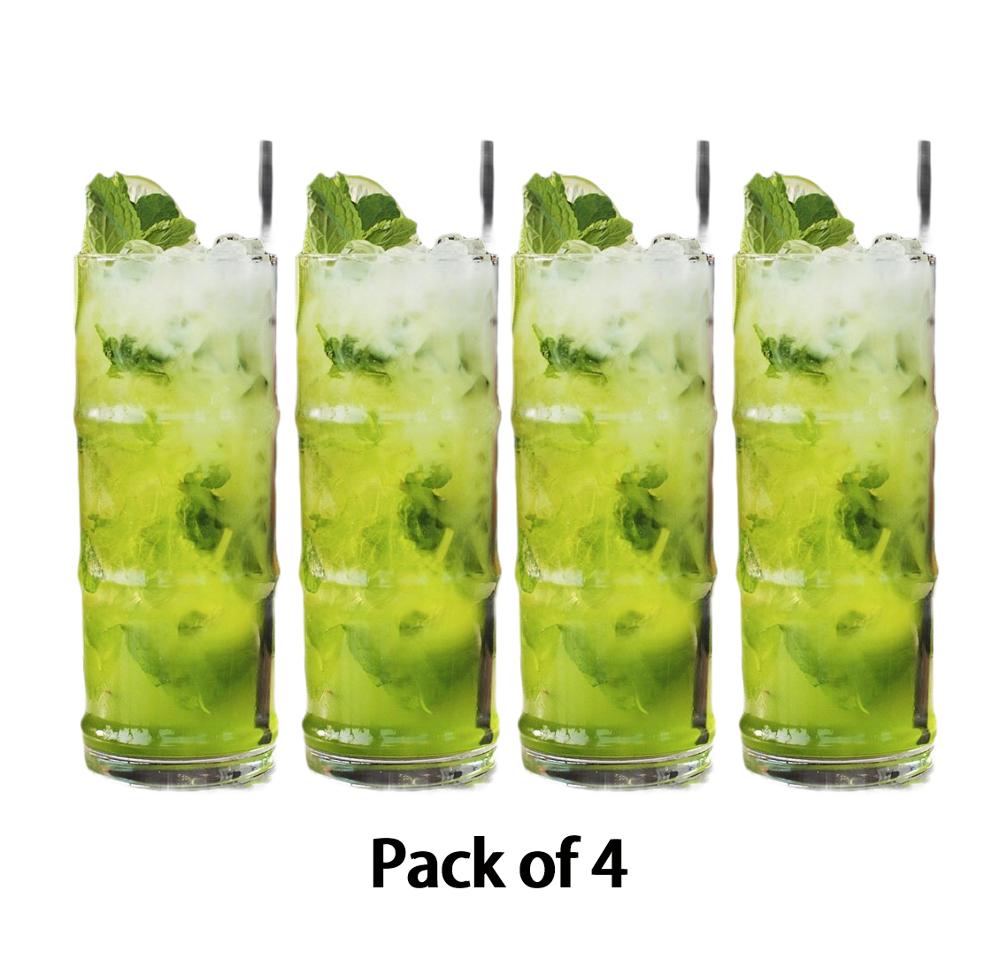 

Bamboo Shape Glass Collins Juice Glasses Set of 4, 475ml 475ml