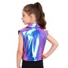 Chaleco de Hip Hop Unisex para Niños: Chaqueta Metálica sin Mangas con Cremallera y Cuello de Solapa para Actuaciones en Escenario y Fiestas