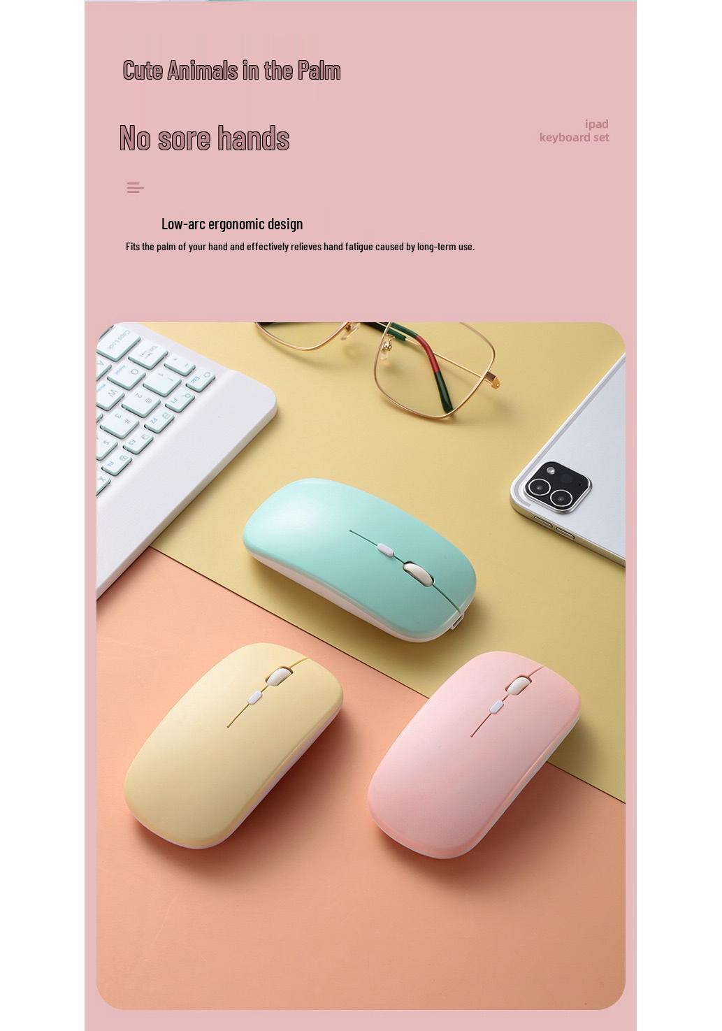 

Universal Wireless Bluetooth Keyboard & Mouse Set for iPad, Tablet, Phone - Silent & Rechargeable