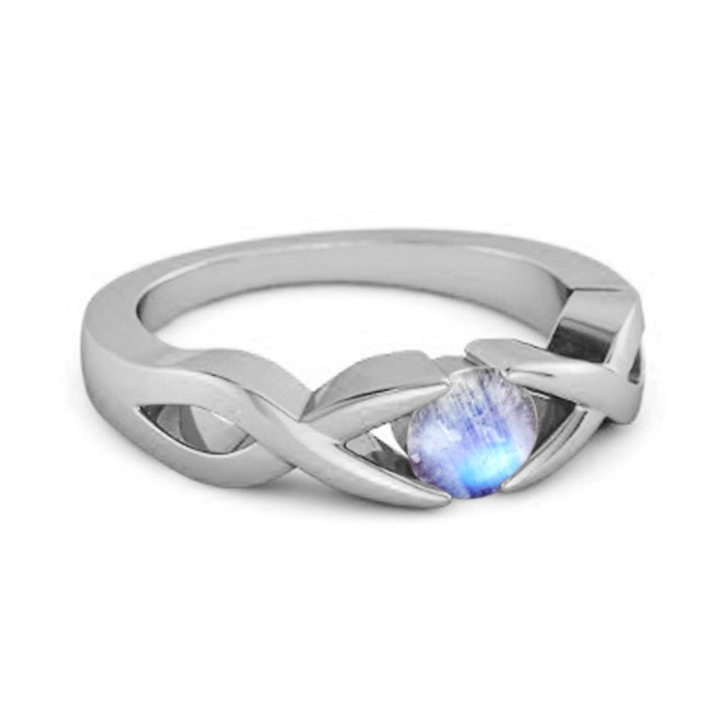 Moonstone Twisted Vine Band Ring - 925 Sterling Silver
