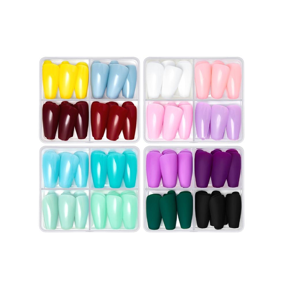 96pcs Coffin Ballet Full Cover Nail Tips Mix Color Fake Nials New Press on Nails Woman DIY Nail Art