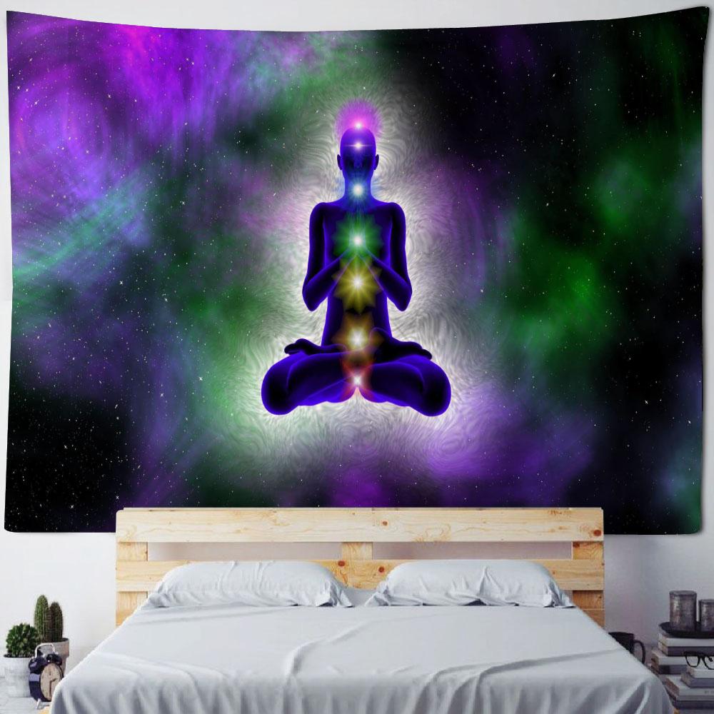 Psychedelic Scene Tapestry Meditation Buddha Chakra Wall Hanging Boho Hippie Witchcraft TAPIZ Sci-Fi Skull Art Room Home Decor