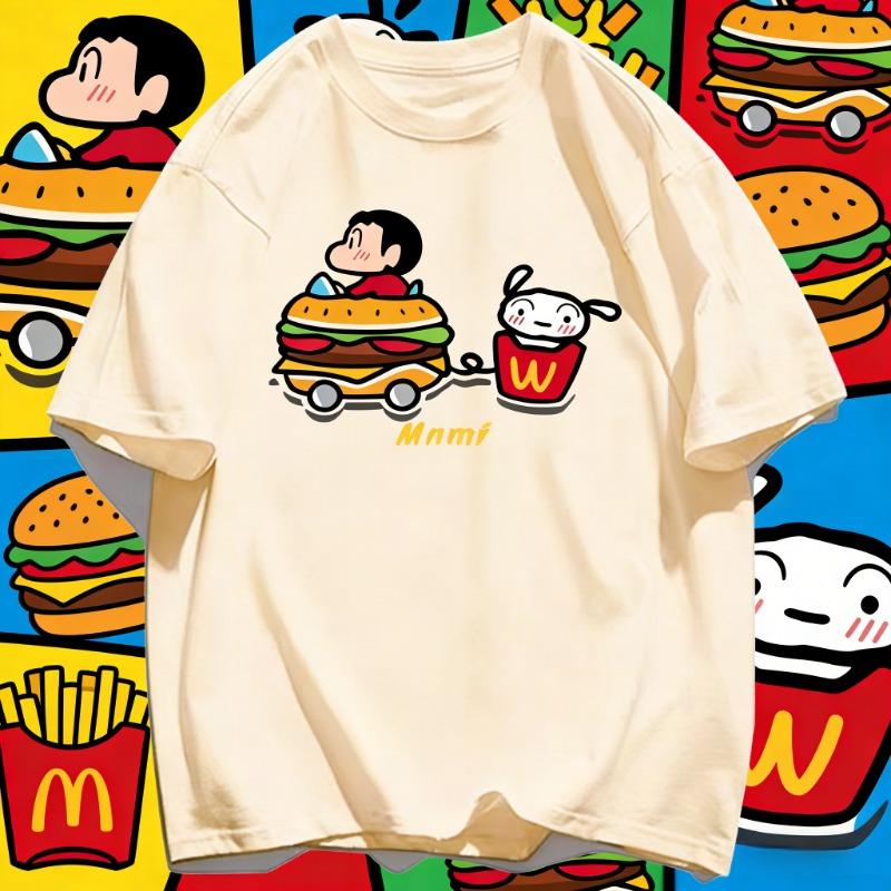 2026 Summer Comic Form Crayon Shin-chan Image 100% Cotton Printed Oversize Casual T-shirt Adult Children Parent-child Top y2k. 110