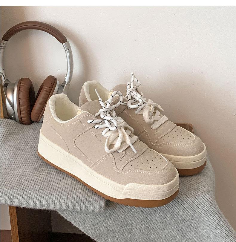 Color Matching Casual Retro Versatile Thick Baseplate Shoes Women's 2025 New Spring and Autumn Lightweight Low-top Heightening Sports Shoes