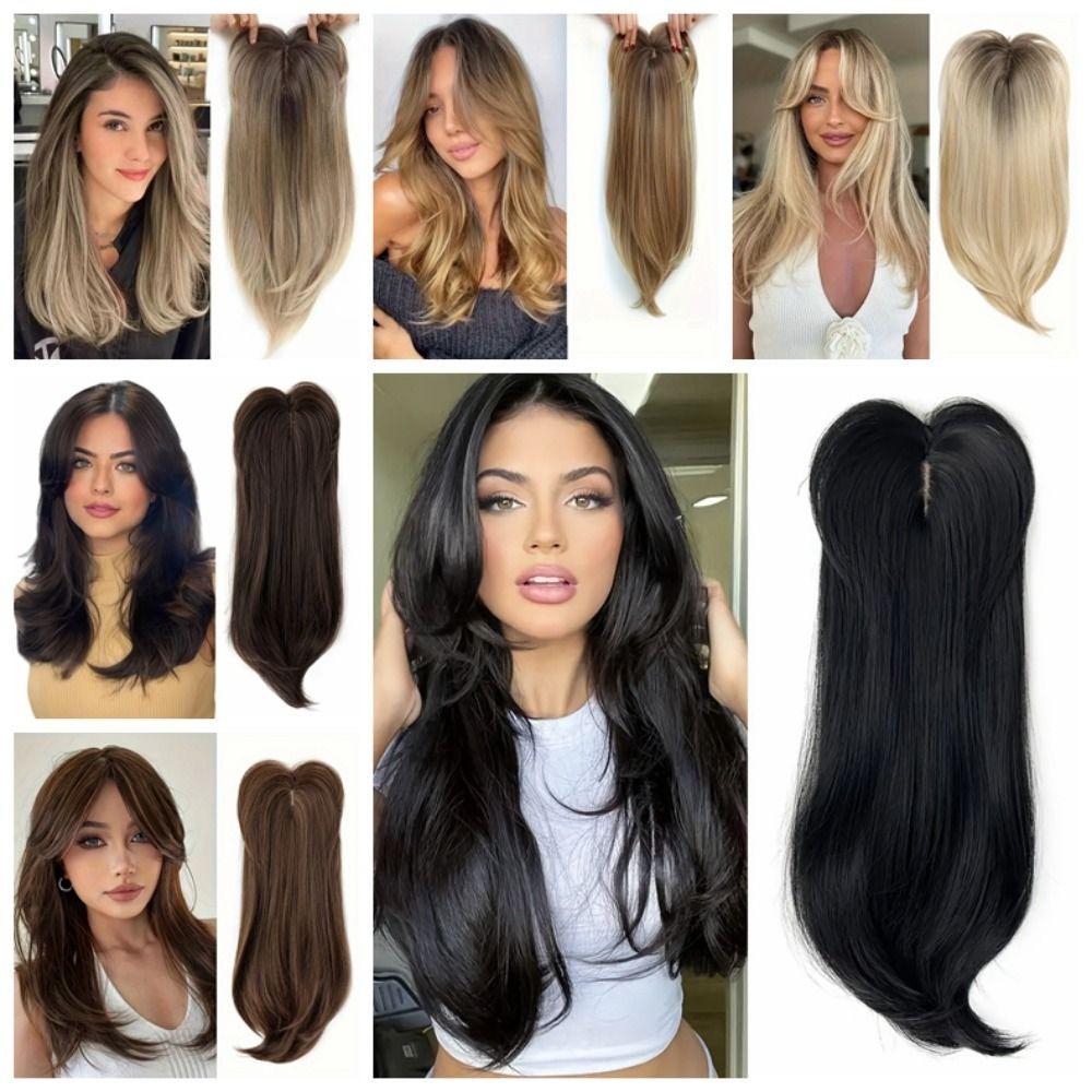 Clip-in Schicht-Haartopper mit Pony Ombré Natürliche Topper Haarteile für dünner werdendes Haar