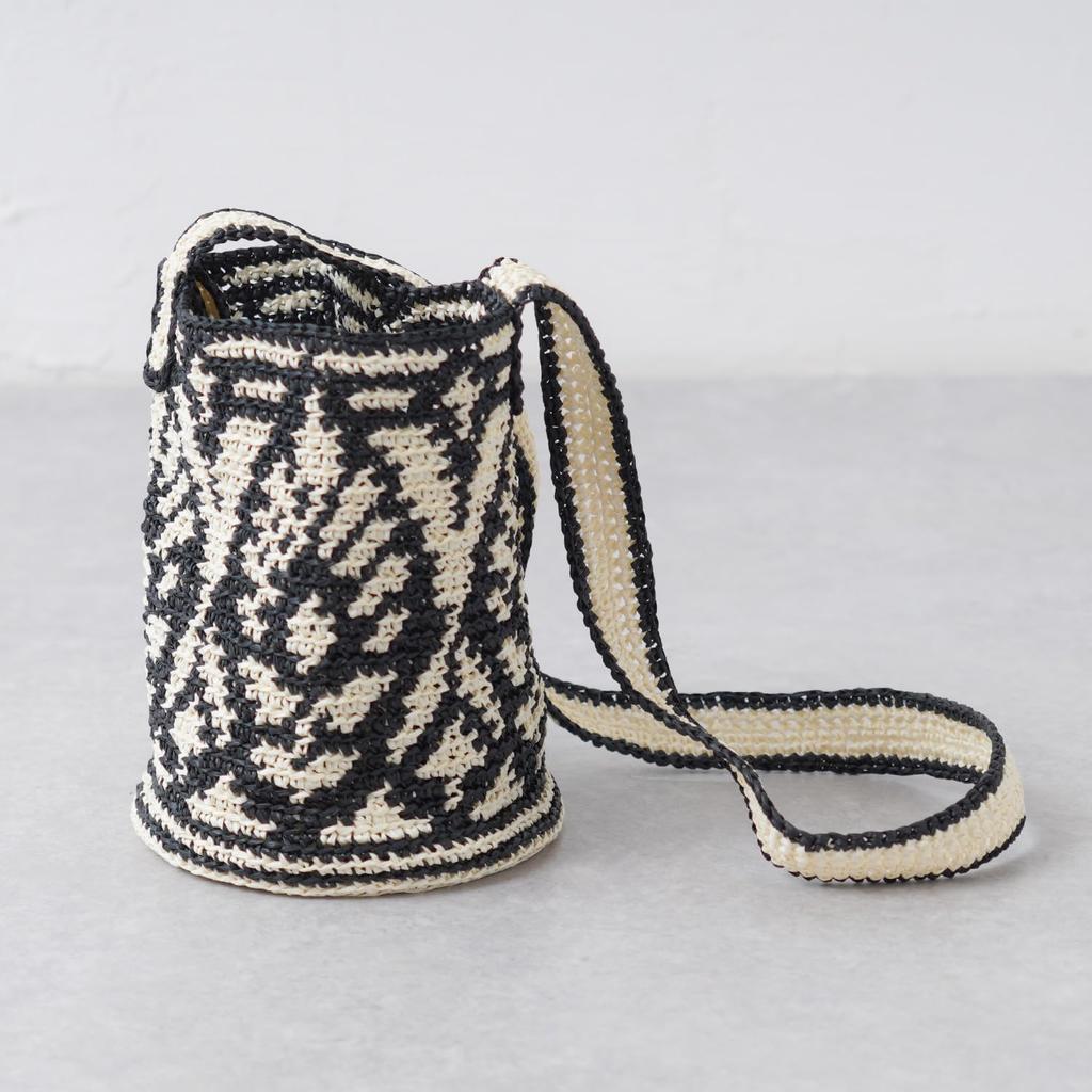 Raw wool knitting kit Monotone knitted shoulder bag #20-10