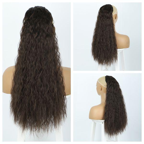 European American Wig Women Fluffy Long Curly Hair Corn Perm Wool Roll Drawstring Ponytail High Temperature Silk
