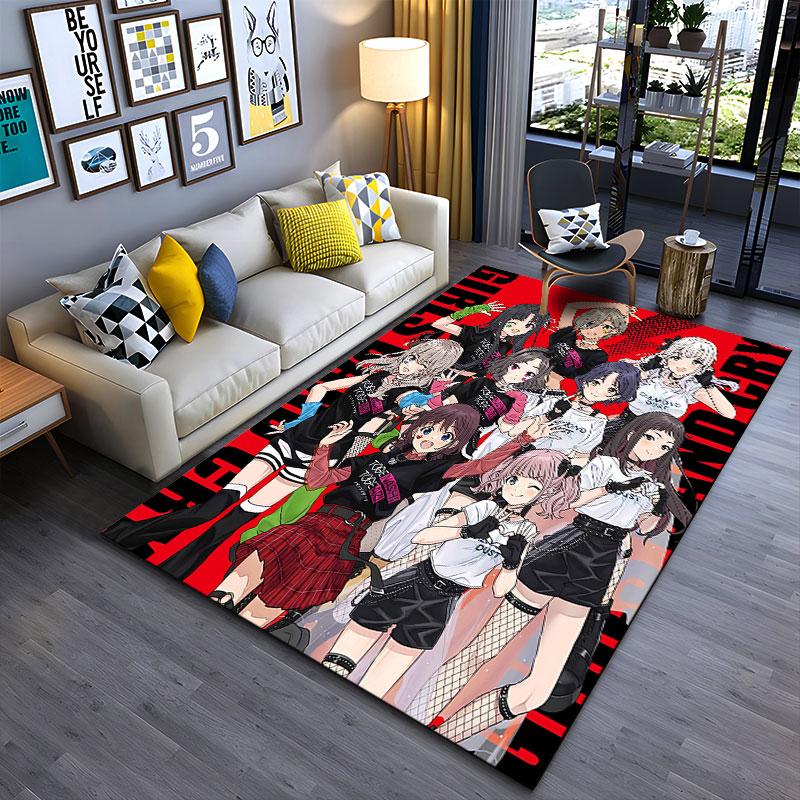 Anime Girls Band Red Pattern Carpet Suitable As a Non-slip Mat for the Living Room or Bedroom Sofa