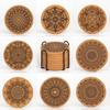 8Pcs Cork Coasters with Rack Round Retro Coasters Absorbent Heat-Resistant Table Mats Insulated Dining Placemats for Table Protection