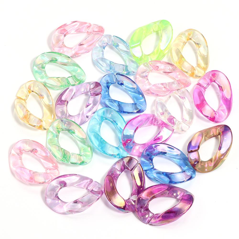 20pcs/lot Colorful Acrylic Twisted Link Chain Clasps For Jewelry Connectors Open Buckle DIY Necklace Glasses Chains Accessories