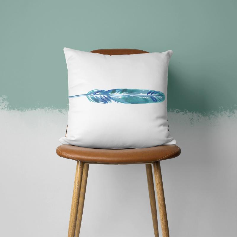 Teal Cushion Cover Leaf Feather Geometric Heart Sofa Pillowcase Bedroom Home Decor Office Decor Accessories 60x60cm50x50cm45x45