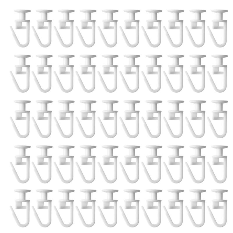 

50Pcs White Plastic Curtain Track Pulleys Lockable Folding Hook for Smooth Quiet Operate Home Office Restaurant Hotel 1