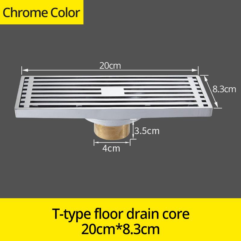 Drains Antique Brass Bathroom Linear Shower 8*20cm Floor Drain Wire Strainer Art Carved Cover Waste Drain Bathroom Fitting B8029