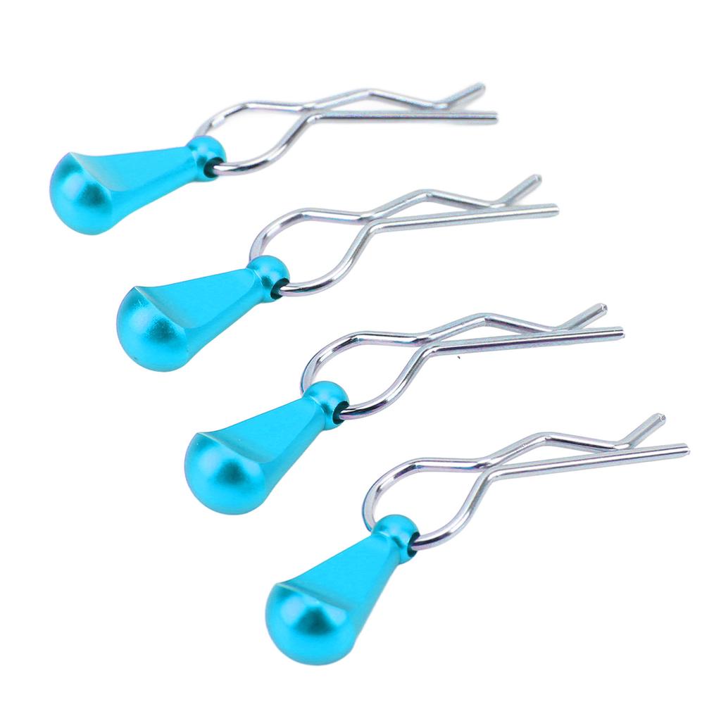4Pcs RC Body Clip Pin Stainless Steel R Shape Universal for 1 8 1 10 Remote Control Car Blue