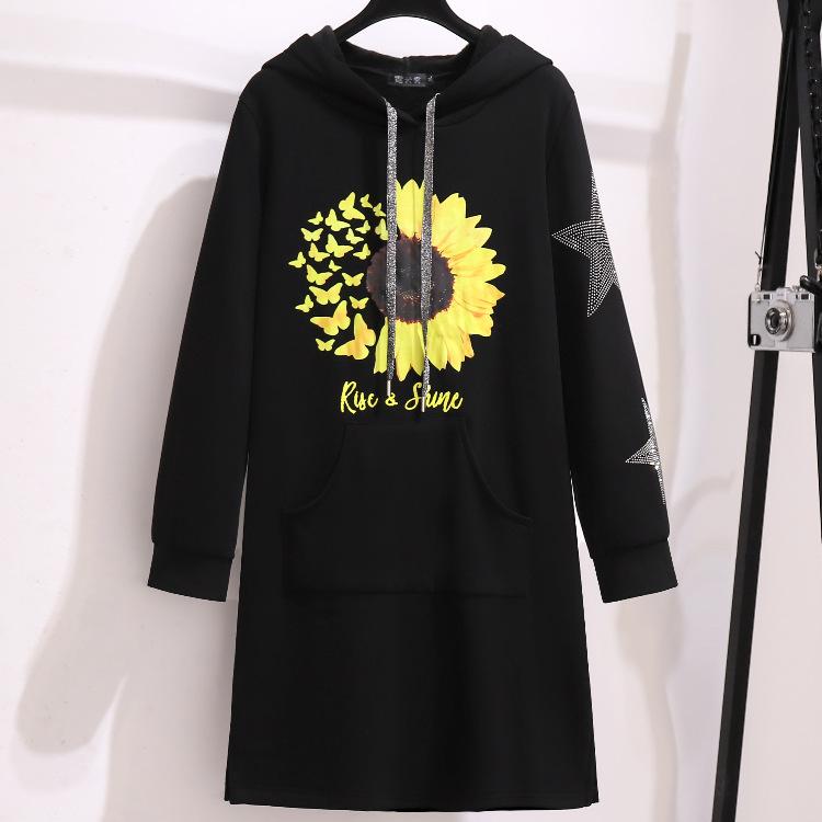 

Плюс Размер Женщин Осень и Зима Новое Кашемировое Утолщенное Модное Платье Средней Длины 5XL чёрный