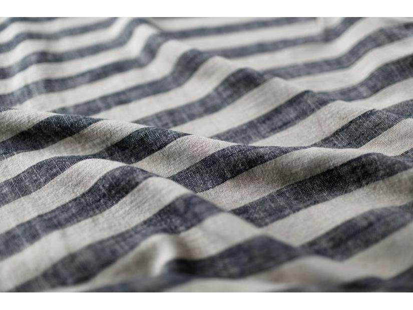 2024 Spring Ethnic-Style Mid-Length Striped Cotton Linen Dress for Women