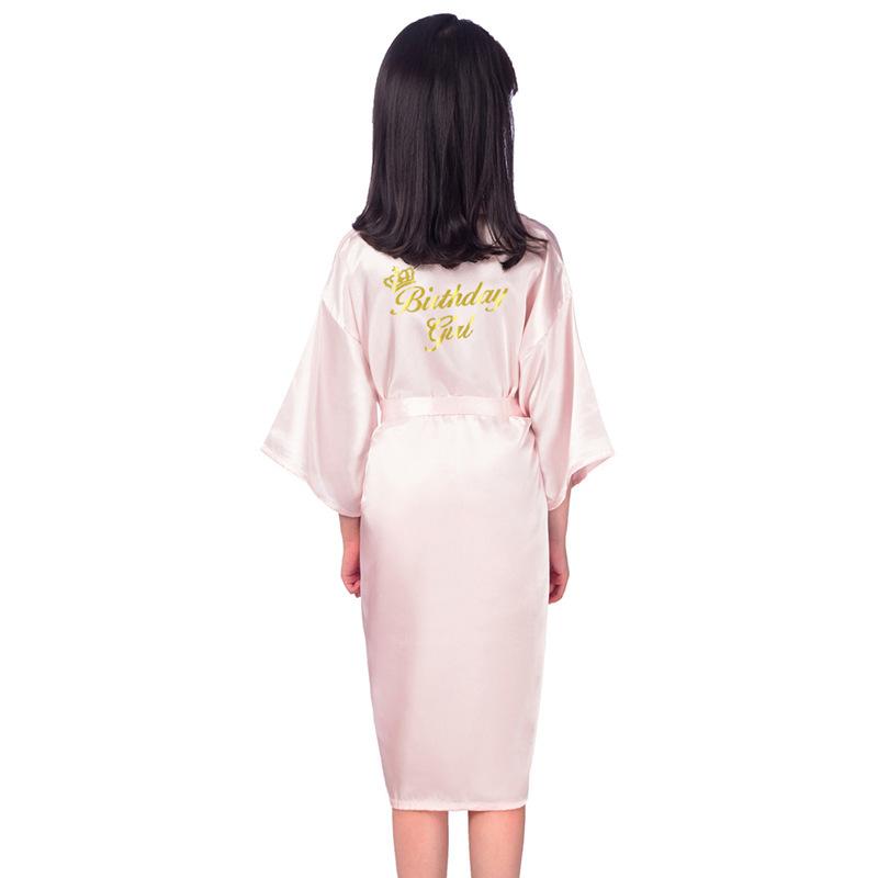 Bronzing Brithday Girl Birthday Girl Party Robe Thin Seven-Sleeve Children's Long Cardigan Robe