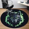 1pc Wolf Neon Office Round Area Rug, Under Office Chairs Bedroom Living Room Home Decor, Room Deco, Available in Various Sizes