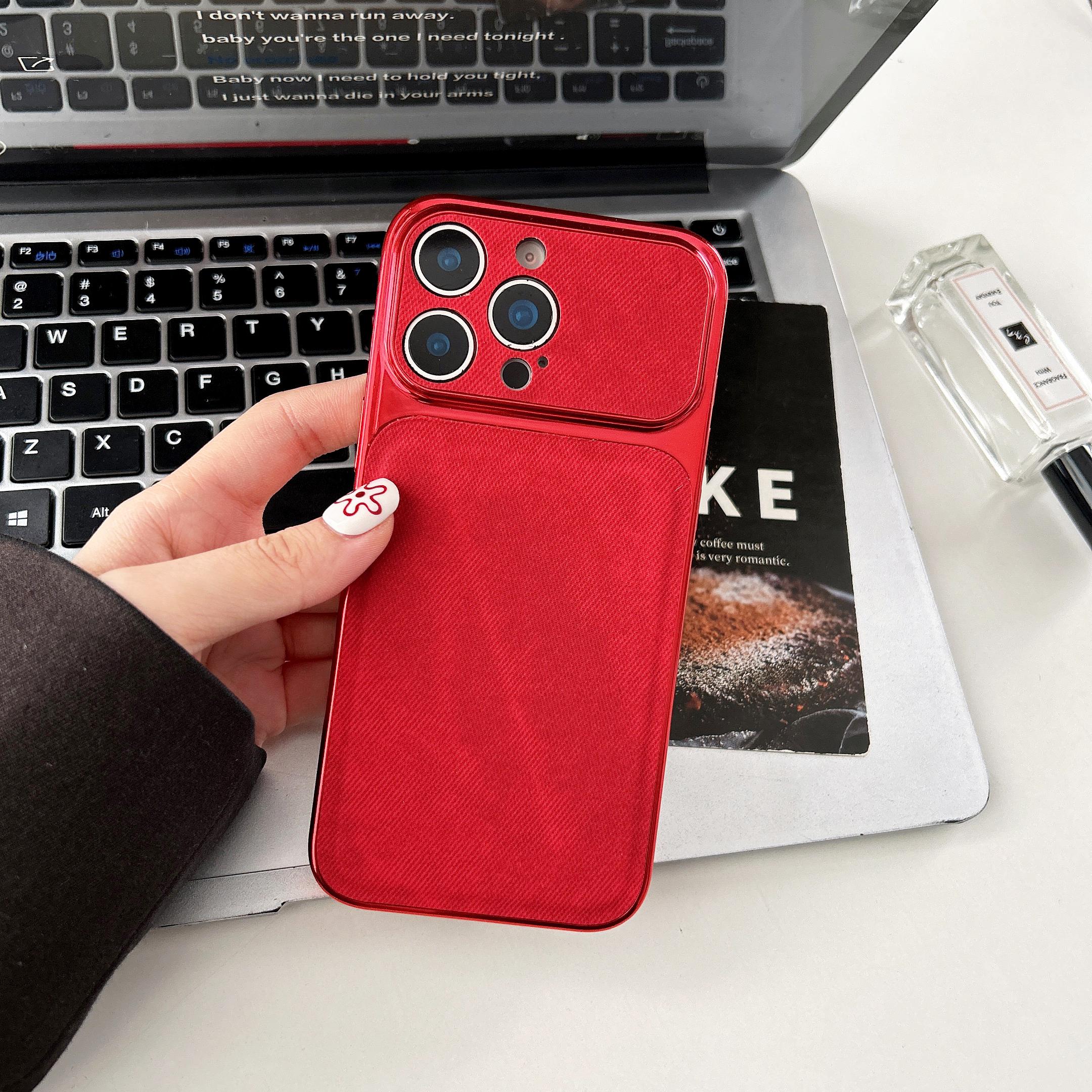 

Luxury Plating Cowboy Instantly Turn17 Phone Case iPhone 17 16 15 14 13 Pro Max 17Pro Large Window Shockproof Matte Bumper Cover iPhone 15 красный